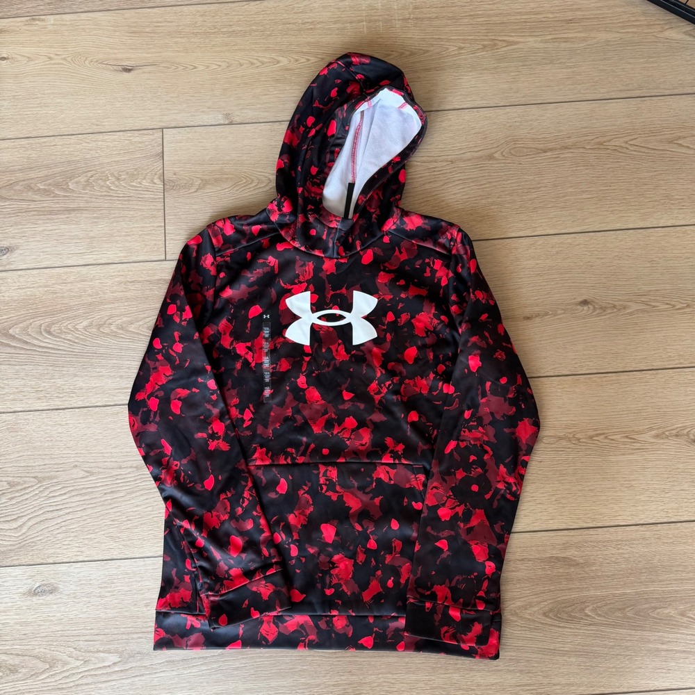 Under Armour YXL‎ Youth Boys Hoodie Sweatshirt Red Black Patterned Pullover